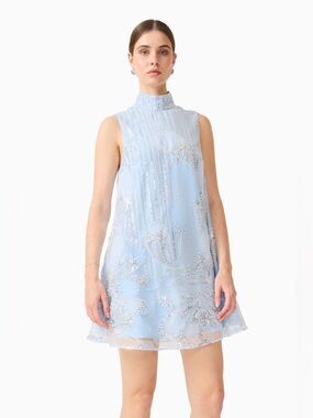 Annabelle Embellished Sequin Shift Mini Dress in Blue Size S NWT